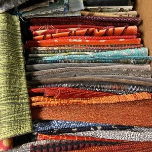 Bundle of square fabric swatches